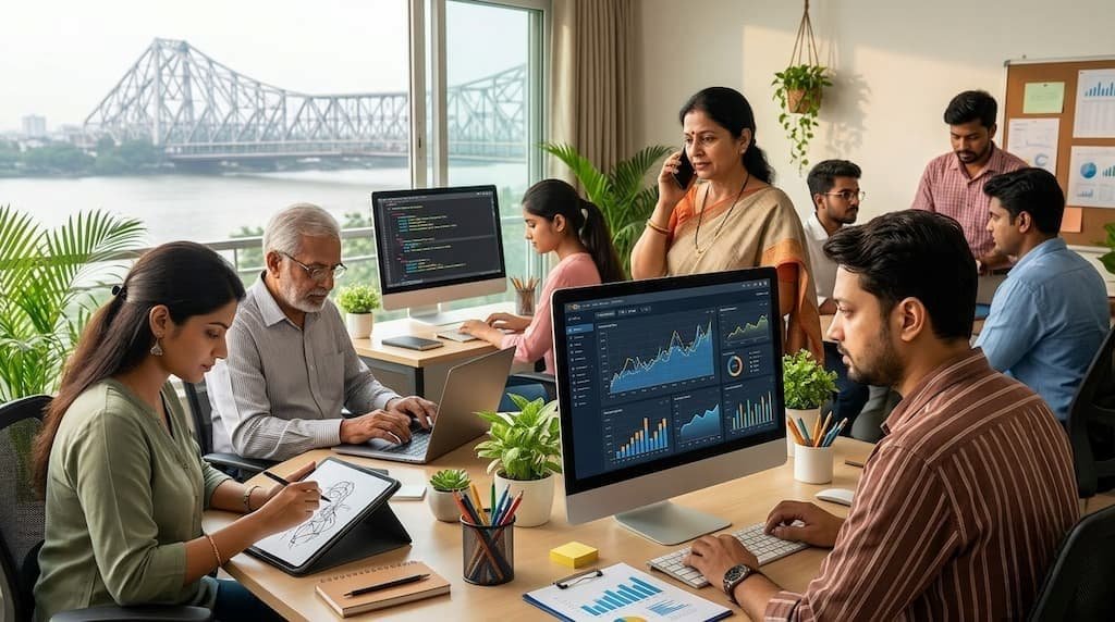 DotCreative digital marketing team working from Kolkata office